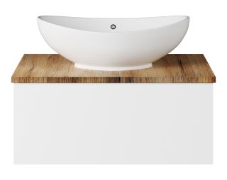 Подвесная тумба под раковину Misty Ива 70см белый/дуб Вотан